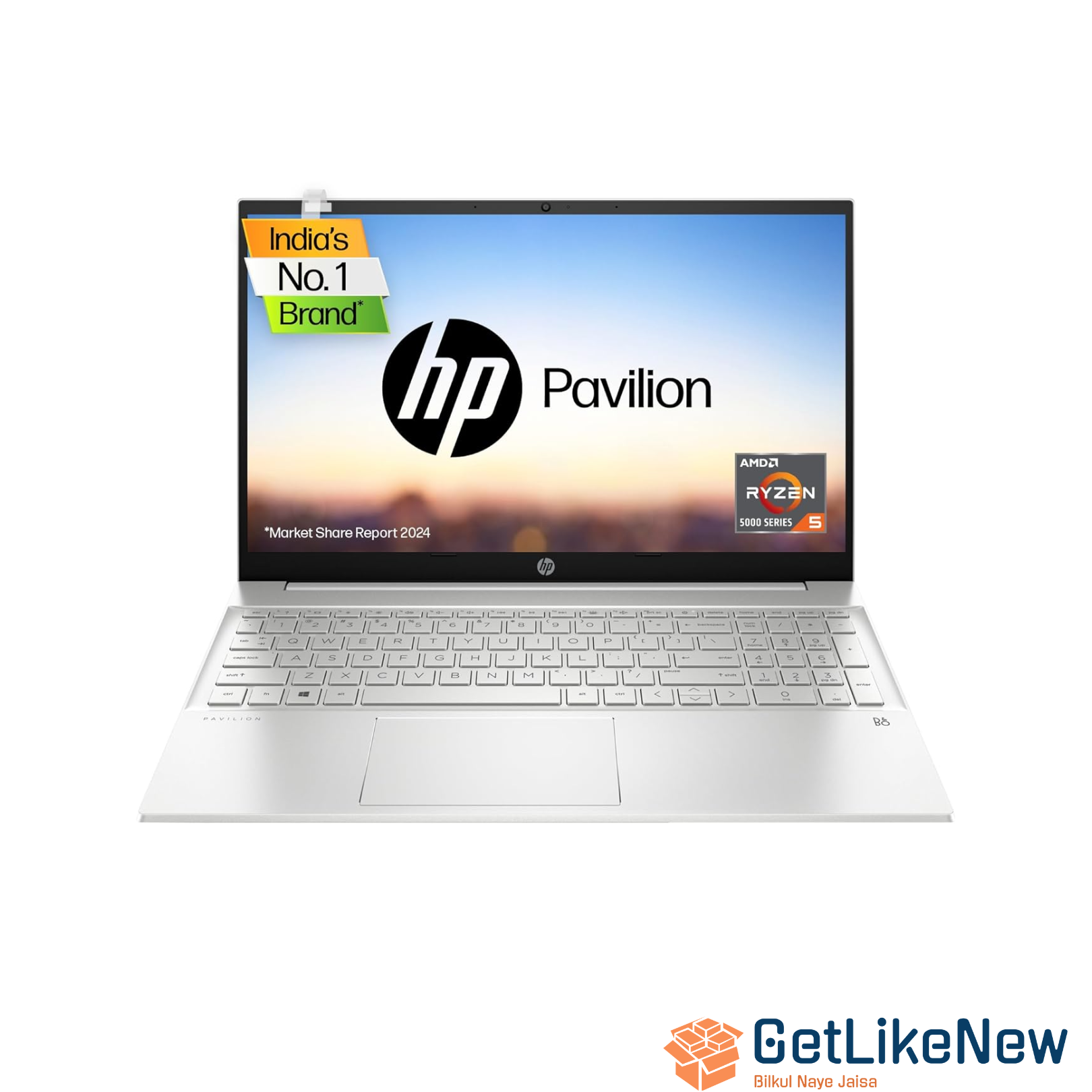 HP Pavilion 15, Ryzen 5 5625U, 15.6 inch(39.6cm) FHD Laptop, 8GB RAM,512GB SSD, AMD Radeon Graphics,B&O Audio,Backlit(Win 11,Alexa,Natural Silver) 15-eh2050au - Get Like New