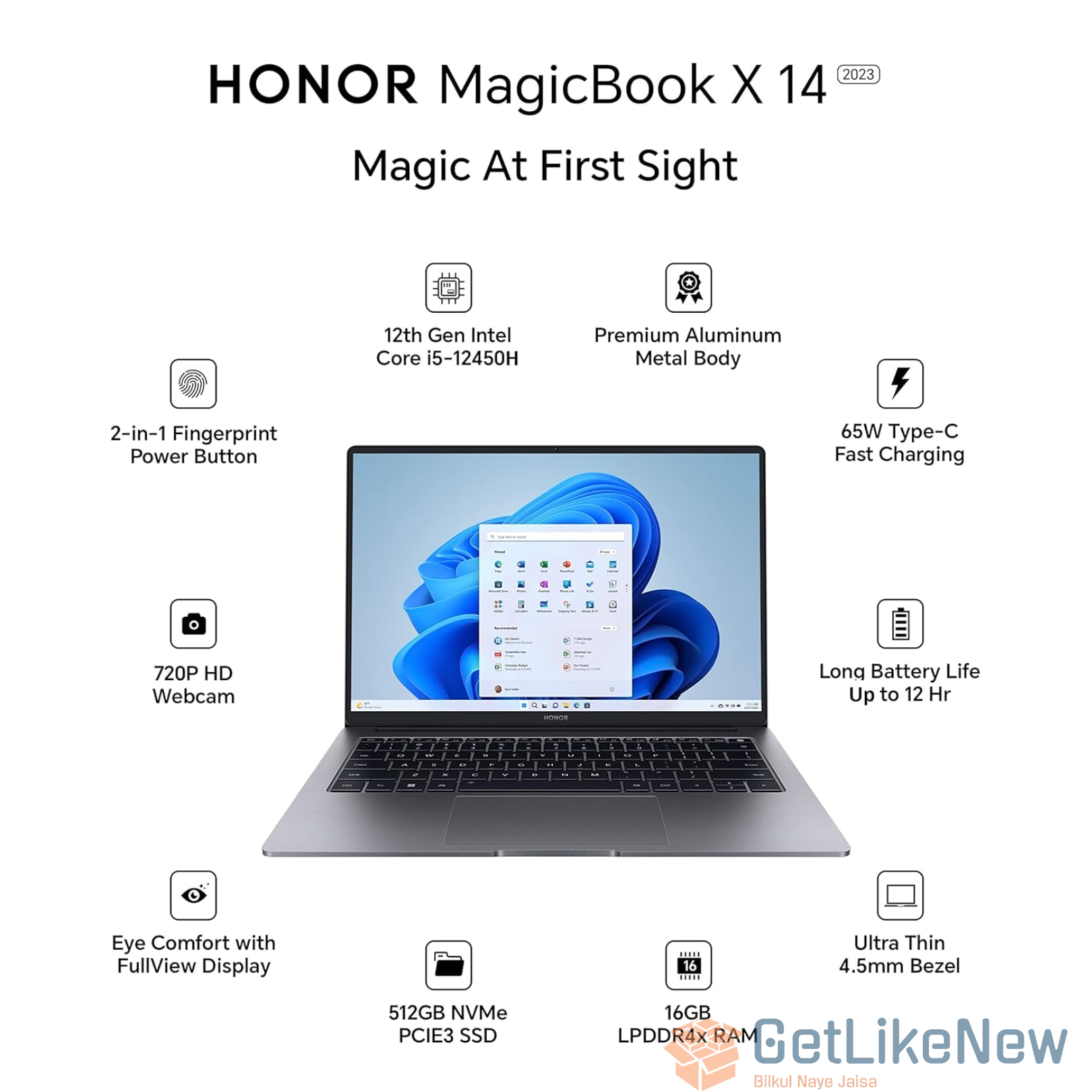 HONOR MagicBook X14 Pro 2024, 13th Gen Intel Core i5-13420H (16GB/512GB NVMe SSD, 14-inch FHD IPS Anti-Glare Thin and Light Laptop/Windows - Get Like New