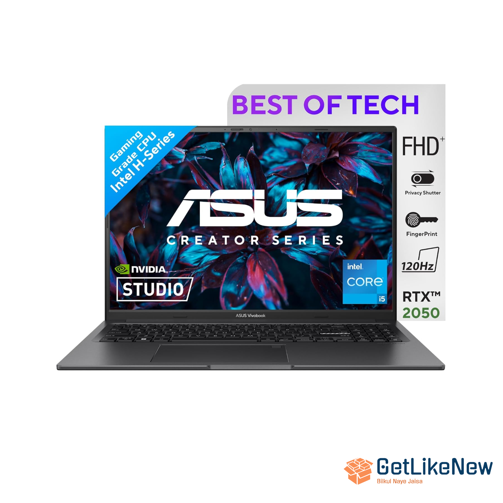 ASUS Creator Series Vivobook 16X 2023, Intel Core i5-12450H 12th Gen, 16.0" FHD+ 120Hz (8GB/512GB SSD/NVIDIA RTX 2050/Win11/FP/Black),K3605ZF-MB521WS - Get Like New